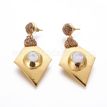 Boucles d'oreille en perles naturelles EJEW-F218-11G-1
