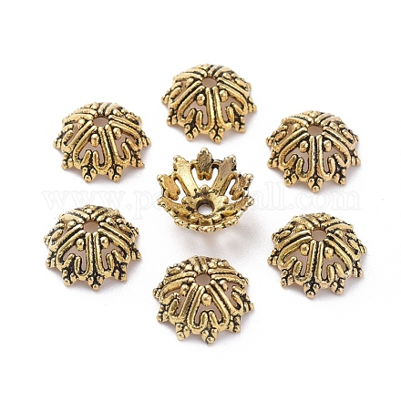 Ausgefallene Perlenkappen im tibetischen Stil TIBEB-LF1028YKG-AG-FF-1