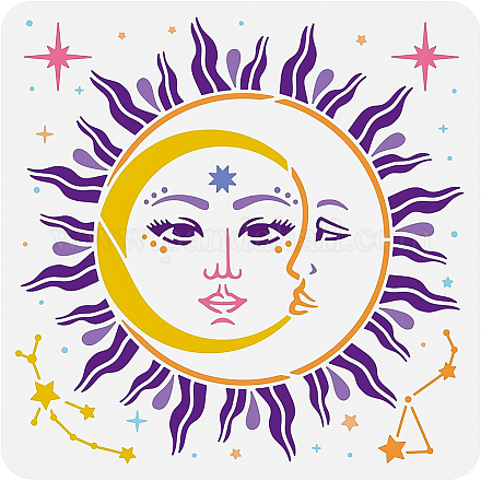 Benecreat Sonne Mond Zeichnung Malschablonen DIY-WH0391-0018-1