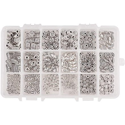PandaHall Elite 480pcs 18 Styles Metal Jewelry Spacers Beads Tibetan Alloy Beads Charms for Bracelet Jewelry Making TIBE-PH0004-71-1