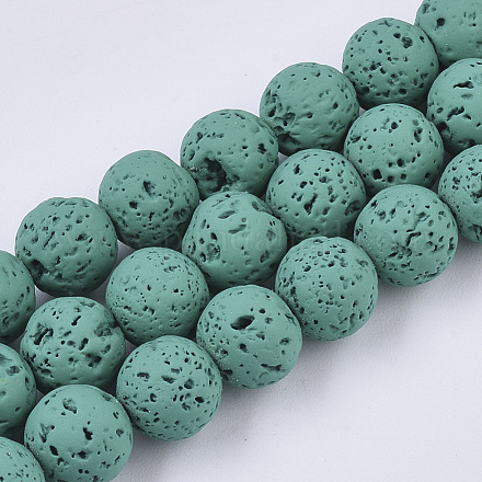 Fili di perle di roccia lavica naturale verniciati a spruzzo G-N0324-D-03-1