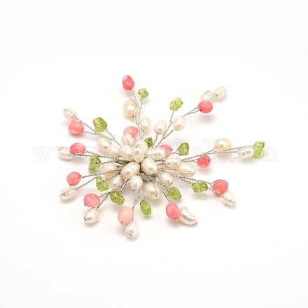 Broches de seguridad de la perla de la flor JEWB-O002-12A-1