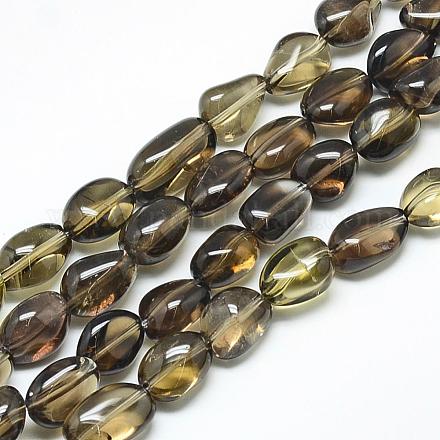 Chapelets de perles de quartz fumées naturelles G-R439-30A-1
