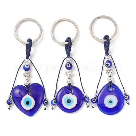 Porte-clés pendentif mauvais œil bleu turc au chalumeau fait à la main KEYC-JKC00497-1