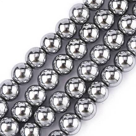 Chapelets de perles en hématite synthétique sans magnétiques G-S096-10mm-3-1