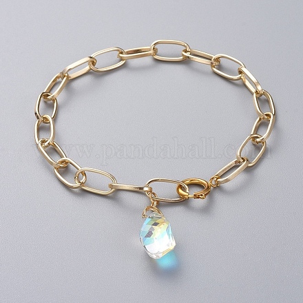 Bracelets de cheville en verre semi-galvanisé de couleur ab AJEW-AN00283-1