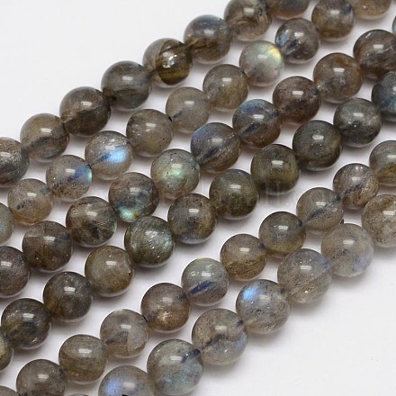 Chapelets de perles rondes en labradorite naturelle G-M262-8mm-09-1