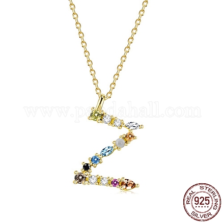 925 ожерелье из стерлингового серебра с буквой z и разноцветным кубическим цирконием для женщин NJEW-BB72216-K-1