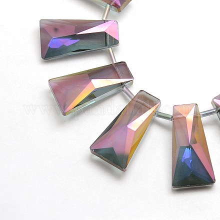 Faceted Electroplate Crystal Glass Trapezoid Beads Strands EGLA-F073B-03-1