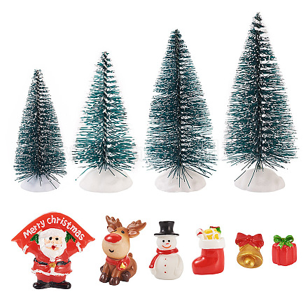 10 個 10 スタイルのクリスマス樹脂ディスプレイ装飾  家の装飾用  混合図形  ミックスカラー  11~45x13~45x11~105mm  1個/スタイル DJEW-TA0001-03-1