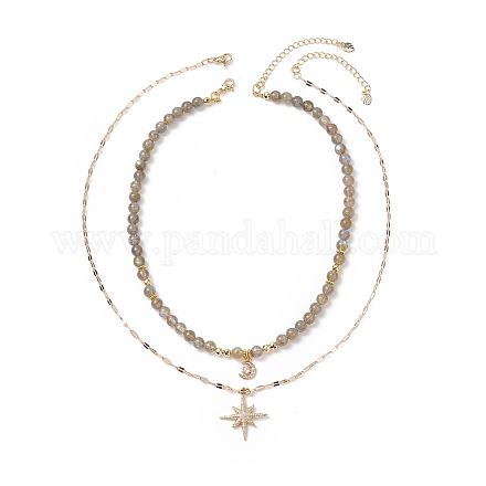 Stern- und Mondanhänger-Halsketten-Sets für Frauen NJEW-JN04126-1