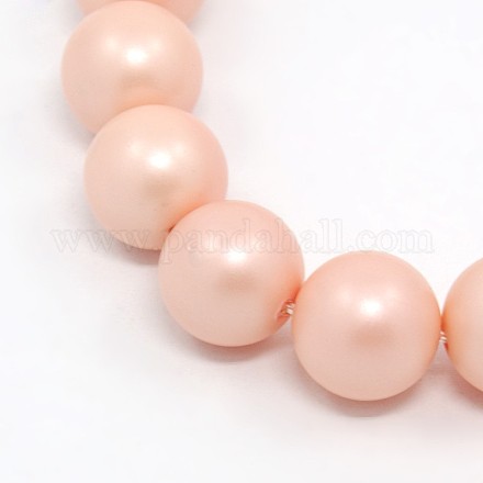 Round Shell Pearl Frosted Beads Strands BSHE-I002-14mm-24-1