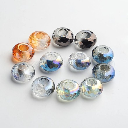 98 Faceted Electroplated Glass European Beads X-GPDL-F003-M-1