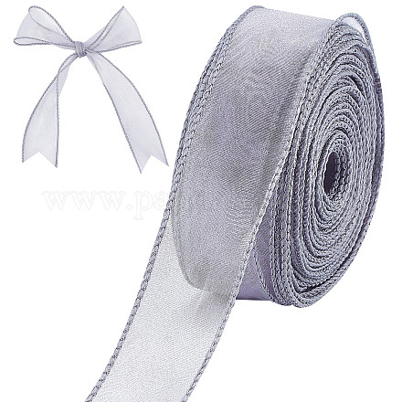 CRASPIRE Sheer Organza Ribbon Grey 40mm x 10m Chiffon Ribbon roll for DIY Crafts DIY-WH0325-44I-1