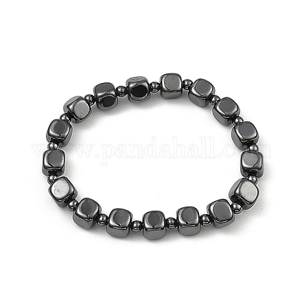 Bracelets de perles d'hématite synthétiques non magnétiques BJEW-E084-06-1