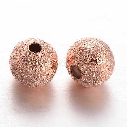 Perles rondes en laiton texturées KK-L129-25RG-1