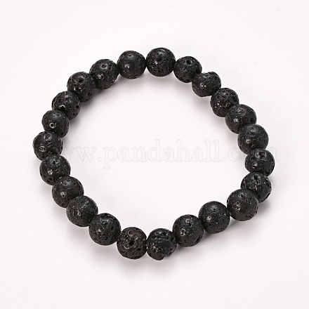 Bracelets extensibles perlés en pierre de lave naturelle BJEW-Q692-60-8mm-1