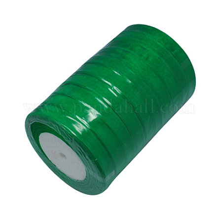 薄地オーガンジーリボン  リボンのDIY素材  グリーン  1/2インチ（12mm）  50ヤード/ロール（45.72メートル/ロール） X-RS12mmY019-1