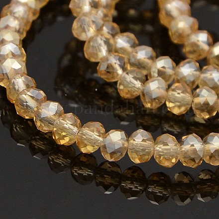 Pearl Luster Plated Faceted Rondelle Glass Beads Strands GLAA-A024C-PL01-1