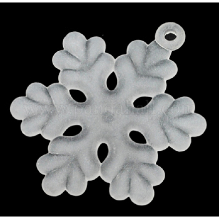 Frosted Acrylic Snowflake Pendants X-PAF003Y-1-1