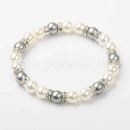 Shell Pearl Bracelets BJEW-JB01253-04-1