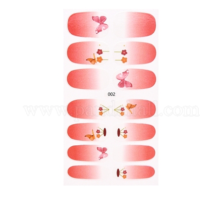 Pegatinas de uñas de flor de fresa de cubierta completa MRMJ-T100-002-1