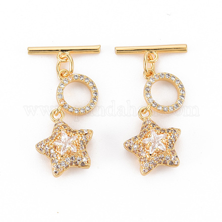 Brass Micro Pave Cubic Zirconia Toggle Clasps KK-S354-293A-NF-1