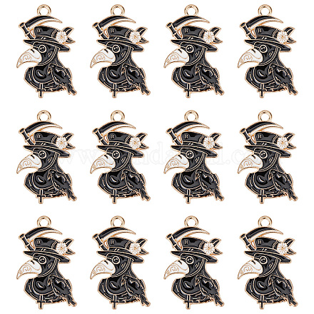 Sunnyclue 1 scatola 24 pezzi fascini gotici corvo fascino smalto becco di corvo fascini steampunk halloween uccello nero medico fascino per la creazione di gioielli fascini collana bracciali orecchini artigianato per adulti forniture fai da te FIND-SC0003-79-1