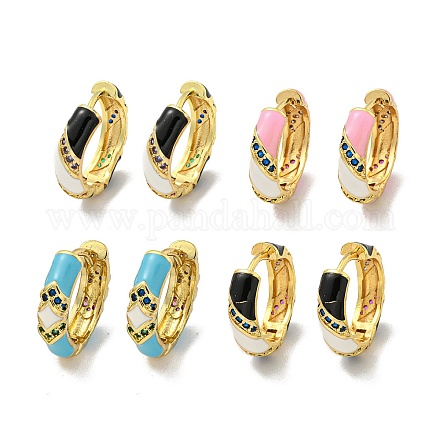 Серьги-кольца из латуни с микропаве из кубического циркония EJEW-C088-33G-1