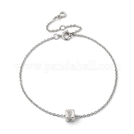Bracelets en laiton à breloques en zircon cubique transparent micro pave BJEW-JB05400-03-1