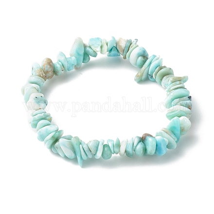 Bracelets extensibles en perles de larimar naturelles pour enfants BJEW-JB06389-02-1