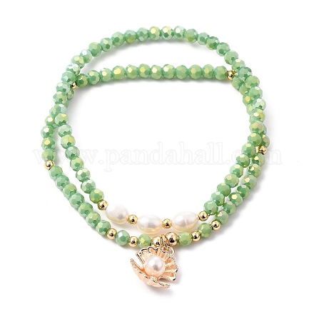 Verre à facettes perles bracelets extensibles BJEW-JB05488-03-1