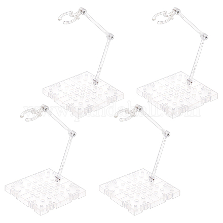 FINGERINSPIRE 4 Pcs Action Figure Stands Clear Doll Model Support Stand with 4x4x0.4 inch 25 Holes Base ODIS-WH0038-10-1