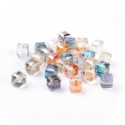 Faceted Cube Electorplated Glass Beads X-EGLA-E006-M2-1