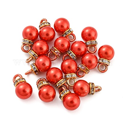 (vente de clôture défectueuse : teint en anneau) breloques en plastique ABS avec perles d'imitation KY-XCP0001-25G-05-1