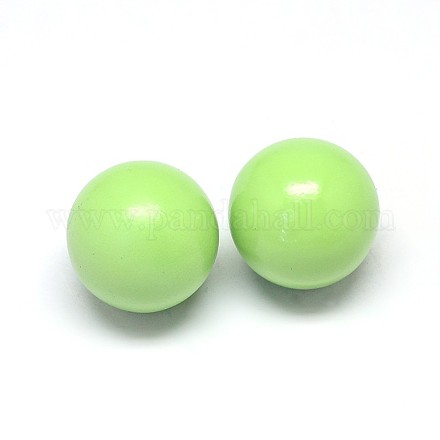 Sin agujero de spray pintado de latón redondo liso bola de perlas collares en forma de jaula KKB-E003-06-18mm-1