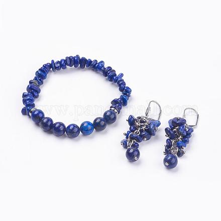 Set di gioielli naturali lapis lazuli SJEW-JS00933-05-1