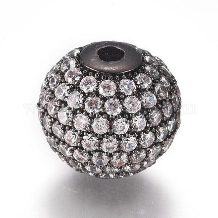 CZ Jewelry Brass Micro Pave Cubic Zirconia Round Beads ZIRC-M024-06B-1