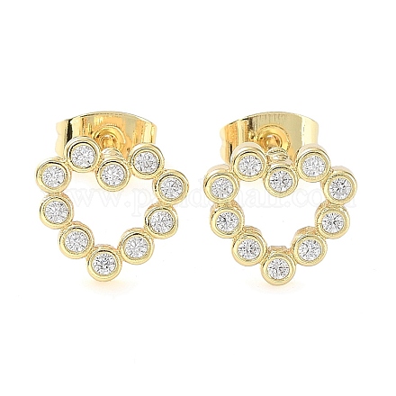 Brass Micro Pave Cubic Zirconia Stud Earrings EJEW-P247-04G-1