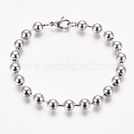 304 pulseras de acero inoxidable de la cadena de bolas de acero BJEW-G628-09P-1
