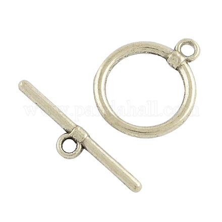 Flat Round Tibetan Style Toggle Clasps X-TIBE-2122-AS-RS-1