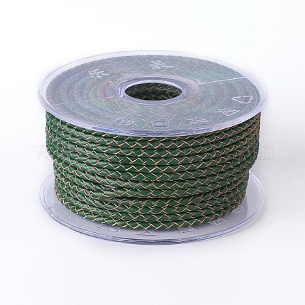 編み紐  革のアクセサリーコード  ジュエリーDIY製版材料  濃い緑  3mm  約54.68ヤード（50m）/ロール WL-I004-3mm-A-23-1
