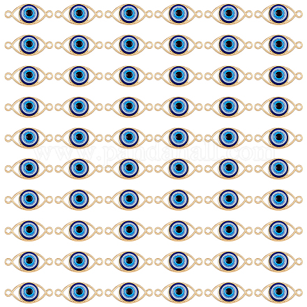 Hobbiesay 60 個合金コネクタチャーム  樹脂と  青い目のリンク  ライトゴールド  12x27x5mm  穴：2mm FIND-HY0002-44-1