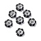 Black Opaque Acrylic Beads, Metal Enlaced, Flower, Silver, 12x13x3.5~4mm, Hole: 1.2mm, about 460pcs/200g