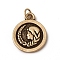 Brass Pendants, with Jump Rings, Long-Lasting Plated, Flat Round with 12 Constellation/Zodiac Sign, Antique Bronze, Virgo, 18.5x15x2mm, Jump Ring: 5x0.7mm, Inner Diameter: 3.6mm