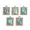 Natural Amazonite Faceted Rectangle Pendants, Rack Plating Brass Micro Pave Cubic Zirconia Charms, Golden, 15.5x11.5x4.5mm, Hole: 1.4mm