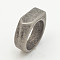 304 Stainless Steel Finger Rings, Rectangle, Antique Silver, US Size 8(18.1mm)