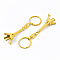 Alloy Keychain, with Iron Ring, Eiffel Tower, Gold, 98mm