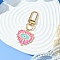Heart with Evil Eye Alloy Enamel Pendant Decorations, with Alloy Swivel Clasps, Pink, 62mm, Pendant: 27mm