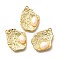 Natural Pearl Pendants, Brass Irregular Shape Charms with Jump Rings, Cadmium Free & Lead Free, Long Lasting Plated, Rack Plating, Real 18K Gold Plated, 21x17.5x5mm, Hole: 3mm